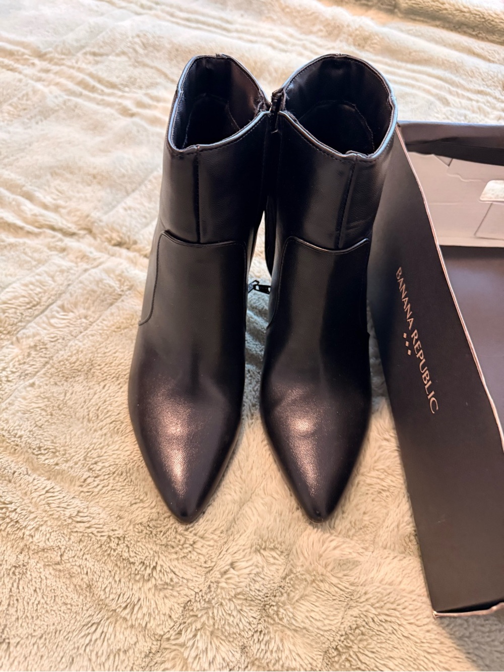 Banana Republic Black Leather Pointed Ankle Booties